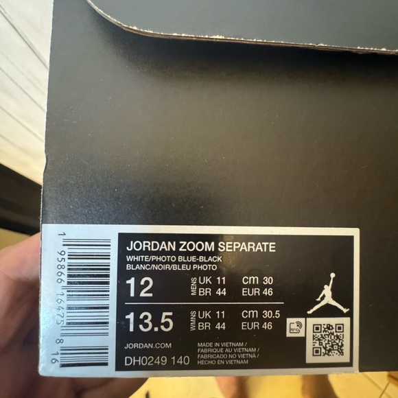 Size 13M & 11.5- Jordan Zoom Separate 'White Photo Blue' - Picture 11 of 12